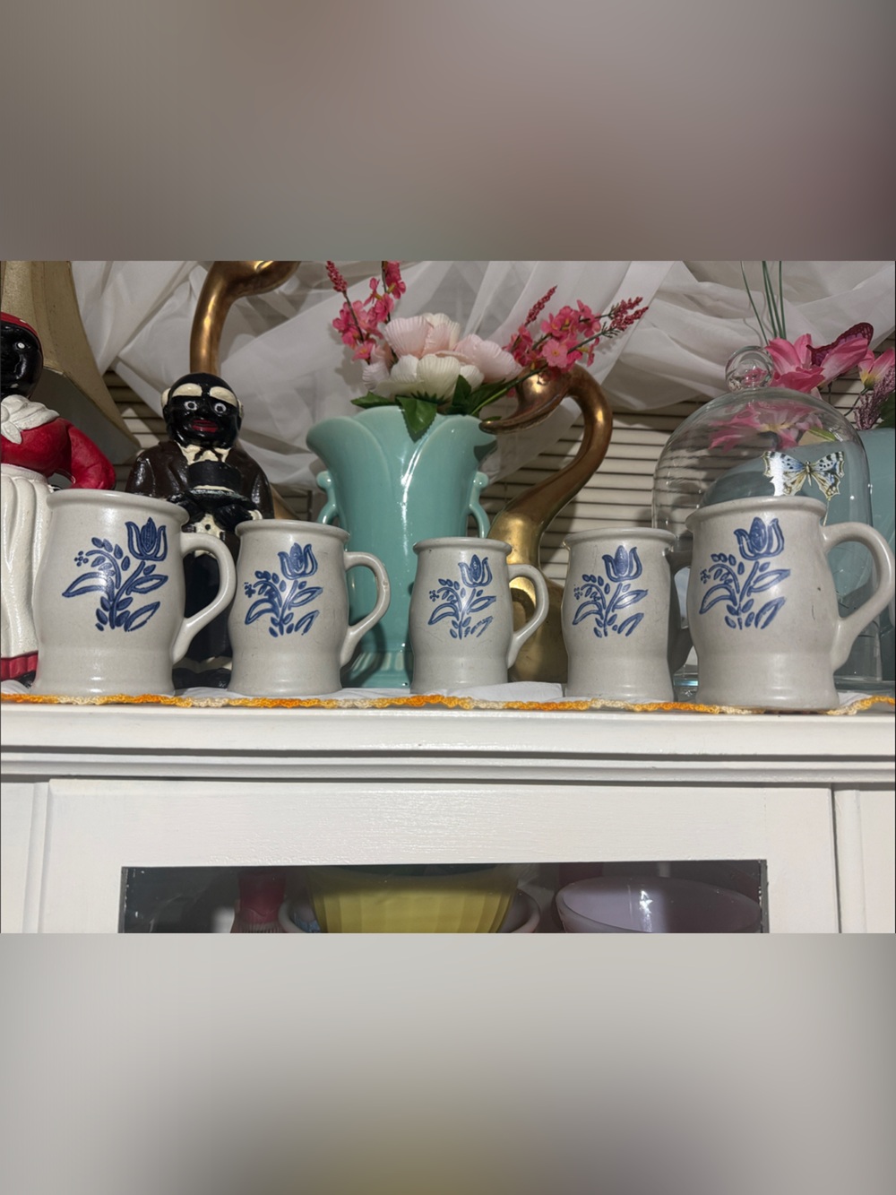 vintage Pfaltzgraff Yorktowne stoneware barrel coffee mug set of 5